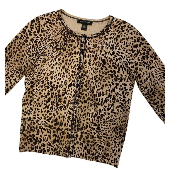 August Silk Leopard Print Cardigan - Picture 2 of 4